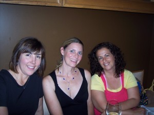 Kim, me and Beth relaxing at dinner